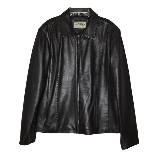 Sonoma Jackets & Blazers - Sonoma - Lambskin Dark Brown Full Zip Leather Jacket - Size XL - LIKE NEW